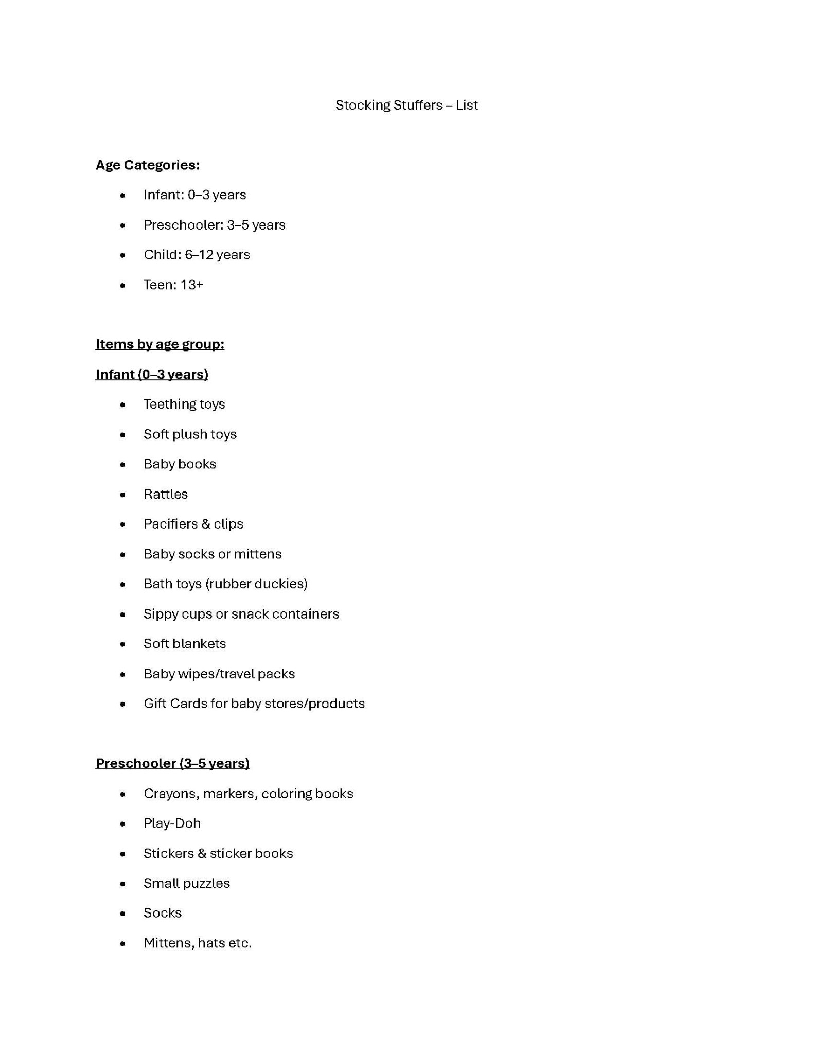 Stocking Stuffers list Page 2